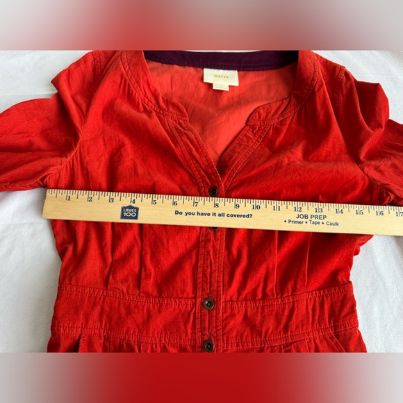 Maeve Anthropologie women corduroy pencil dress‎ size 0 red orange wide wale - Picture 5 of 7